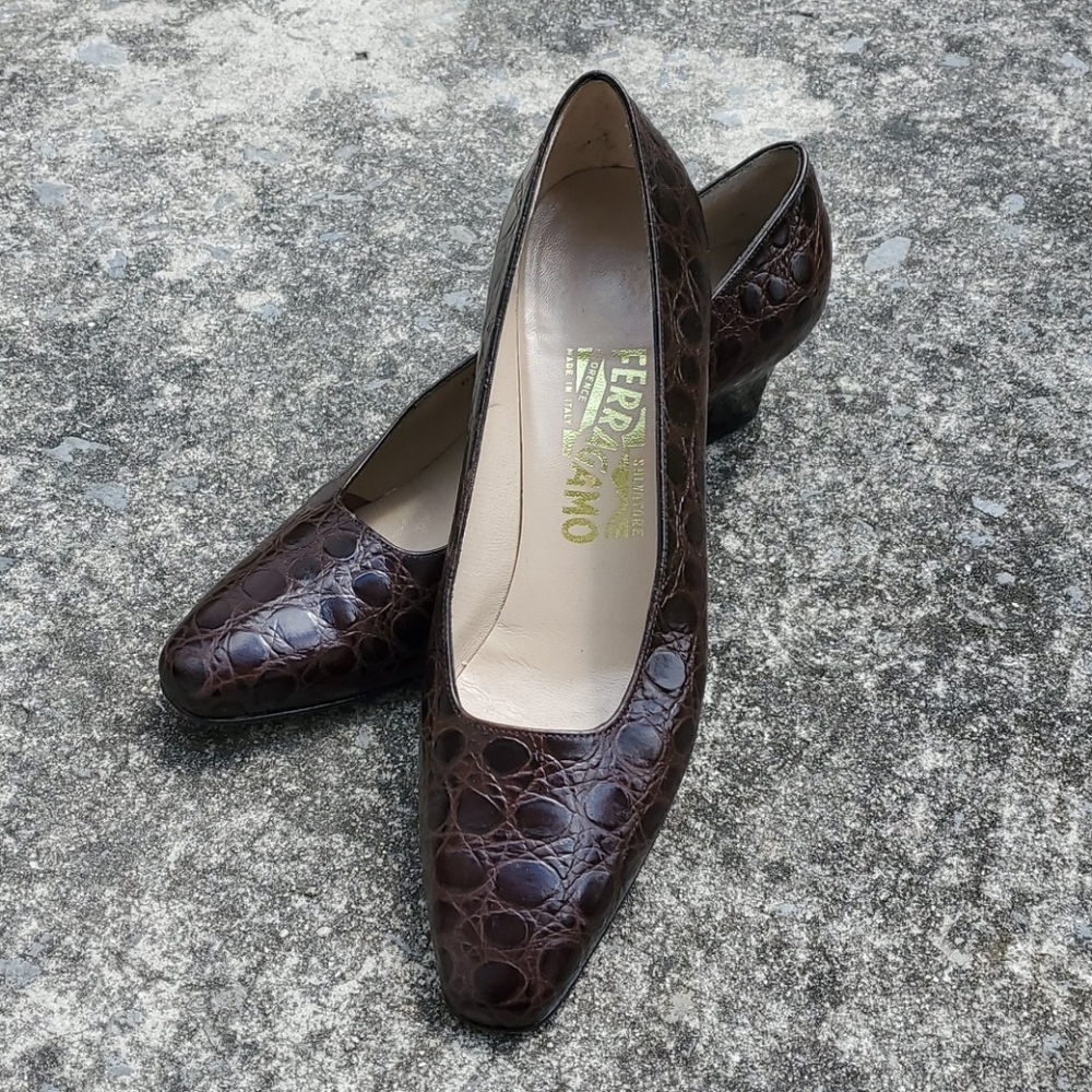 Salvatore Ferragamo Brown Heels. Runs small